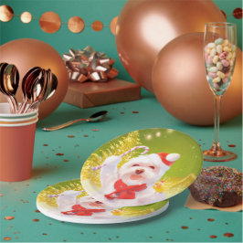 Plato De Papel Perro navidad con candy cane