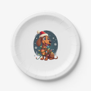 Plato De Papel Perro navidad Dachshund Santa Xmas Mujeres vianas 