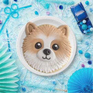 Plato De Papel Perro panomerano inspirado en 3D