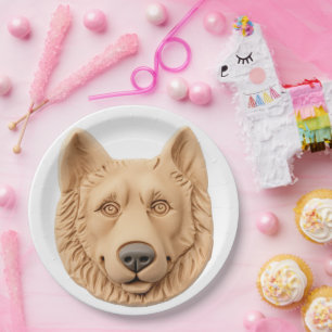 Plato De Papel Perro pastor belga Inspirado en 3D