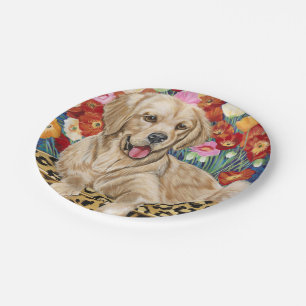 Plato De Papel Perro perdiguero del niño bonito