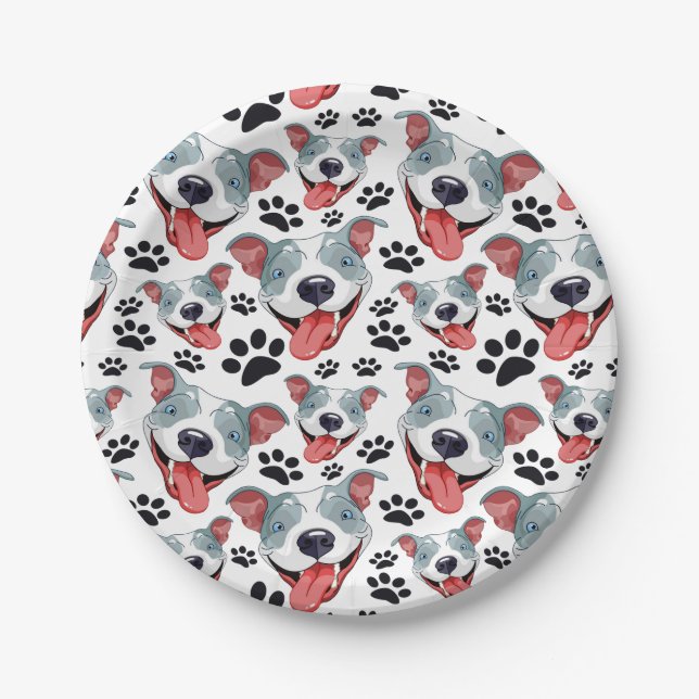 Plato De Papel Perro pimienta Mascota norteamericano Pitbull (Anverso)