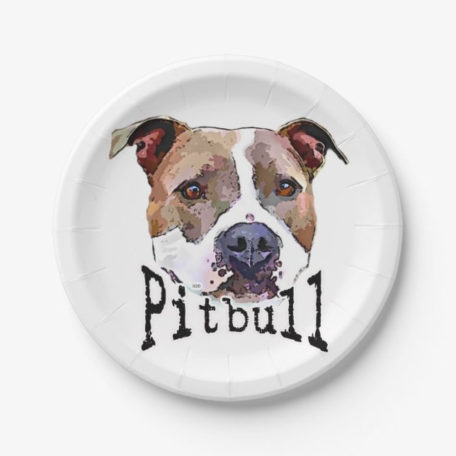 Plato De Papel Perro Pitbull (Anverso)