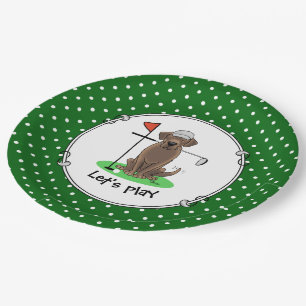 Plato De Papel Perro recuperador de chocolate de golf - Cute