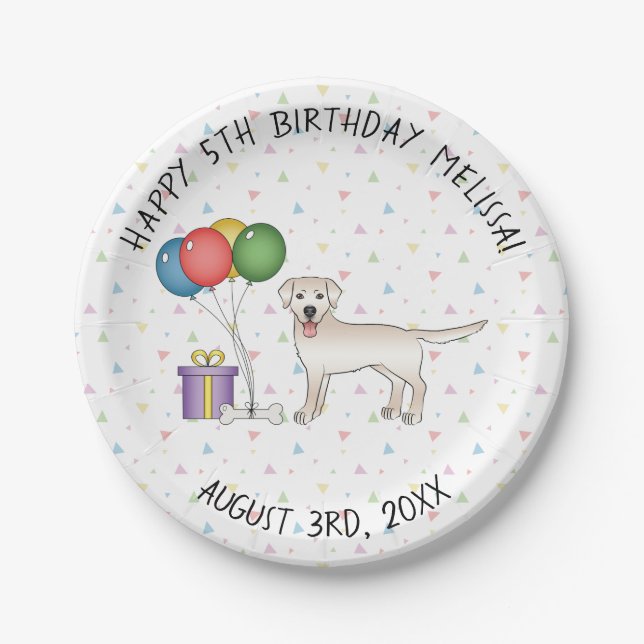 Plato De Papel Perro recuperador de labrador inglés - Cumpleaños (Anverso)