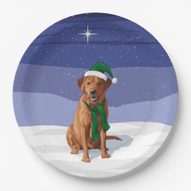 Plato De Papel Perro recuperador de Navidades Fox Red Labrador (Anverso)