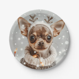 Plato De Papel Perro reno chihuahua navidades