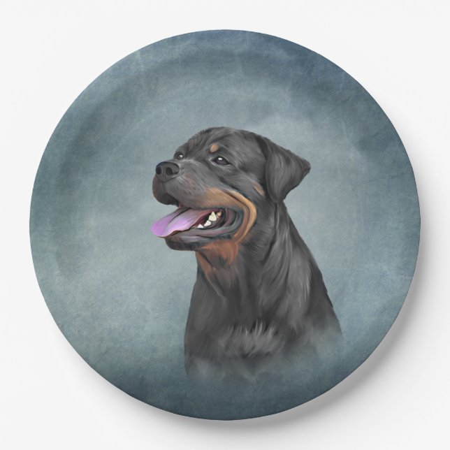 Plato De Papel Perro Rottweiler (Anverso)