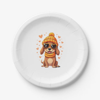 Plato De Papel Perro Salchicha Corazón Doxie Chica Día de San Val