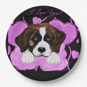 PLATO DE PAPEL PERRO SAN BERNARDO