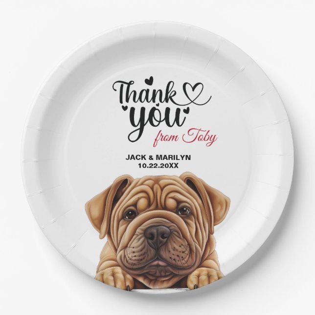 Plato De Papel Perro Shar-Pei (Anverso)
