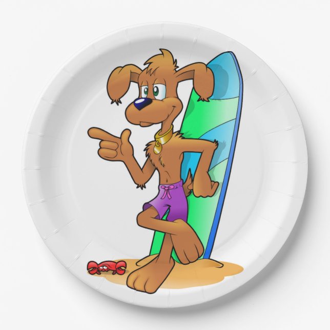 PLATO DE PAPEL PERRO SURFER (Anverso)
