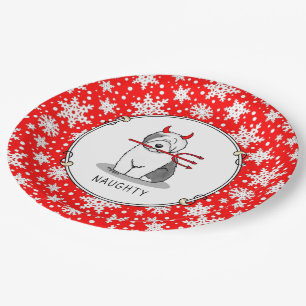 Plato De Papel Perro travieso viejo inglés malvado (gris 1)