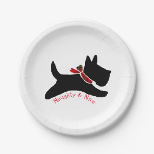 Plato De Papel Perro travieso y Niza del escocés