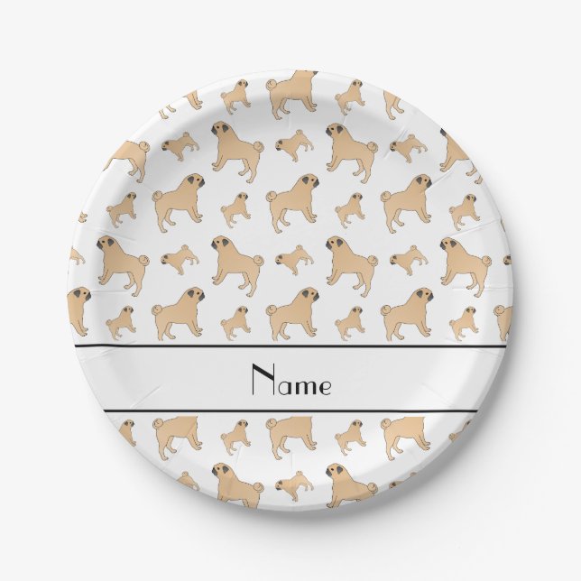 Plato De Papel Perros blancos conocidos personalizados del barro (Anverso)