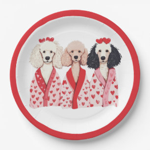 Plato De Papel Perros Caniche Estándar Día de San Valentín