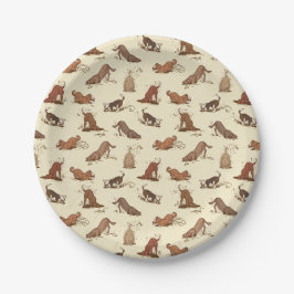 Plato De Papel Perros cavadores sucios - patrón de vacaciones en 