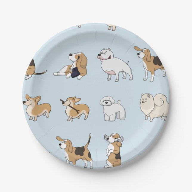 Plato De Papel Perros Cute (Anverso)