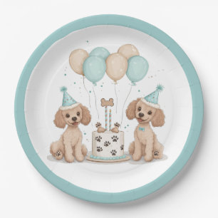 Plato De Papel Perros de canapé estándar de cumpleaños