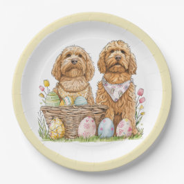 Plato De Papel Perros de Easter Goldendoodle