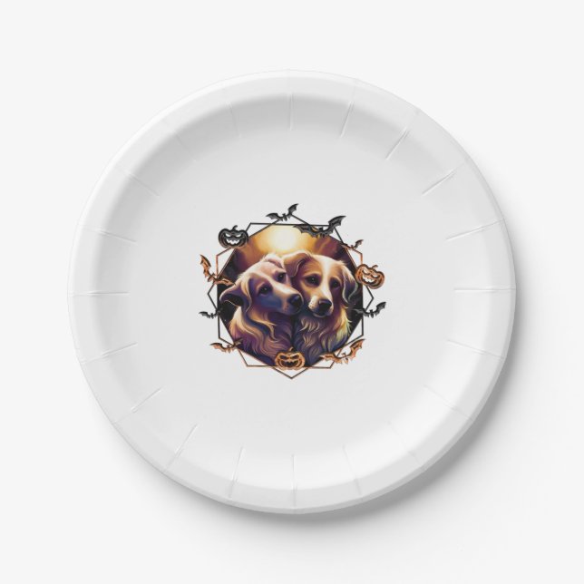 Plato De Papel Perros de Halloween (Anverso)