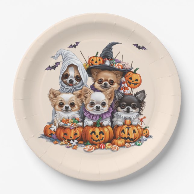 Plato De Papel Perros de Halloween Chihuahua (Anverso)