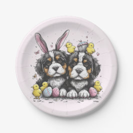 Plato De Papel Perros de montaña de Berna de Pascua
