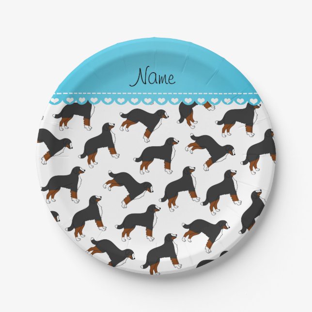 Plato De Papel Perros de montaña de Bernese blancos conocidos (Anverso)