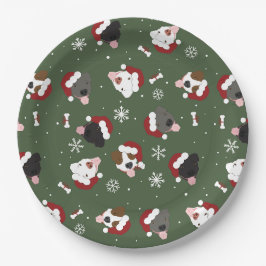 Plato De Papel Perros de Santa en Verde