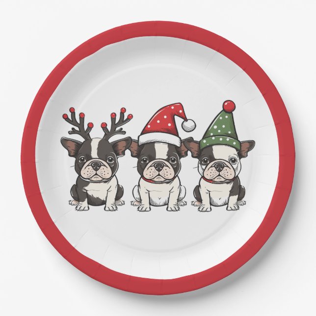 Plato De Papel Perros del Boston Terrier (Anverso)