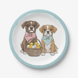 Plato De Papel Perros del Boxer de Pascua