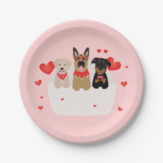 Plato De Papel Perros En Envelope Amor (Anverso)