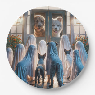 Plato De Papel Perros fantasma de Halloween