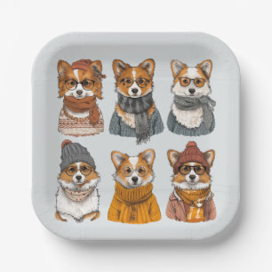 Plato De Papel Perros galeses de moda Corgi
