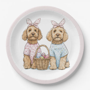 Plato De Papel Perros Goldendoodle de Pascua