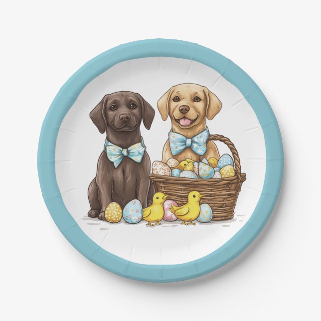 Plato De Papel Perros Labrador Retriever de Pascua (Anverso)