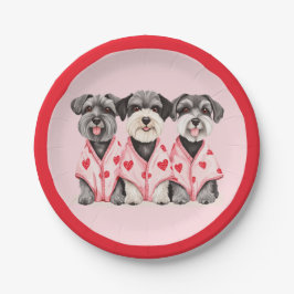 Plato De Papel Perros Schnauzer Día de San Valentín