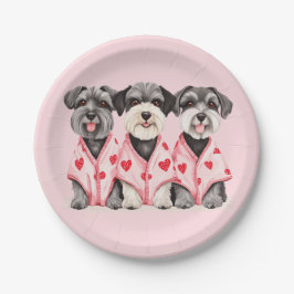 Plato De Papel Perros Schnauzer Día de San Valentín