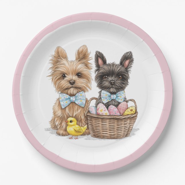 Plato De Papel Perros Terrier de Easter Yorkshire (Anverso)