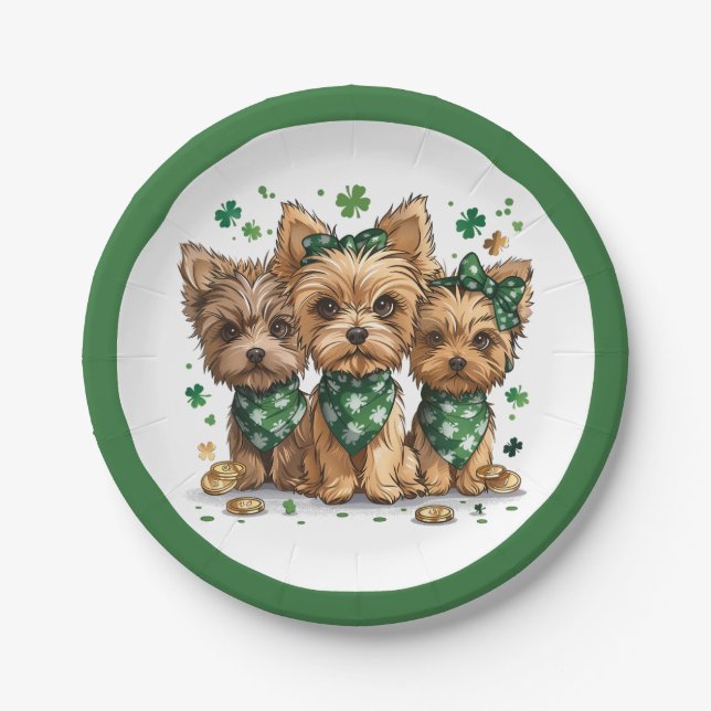 Plato De Papel Perros Terrier de San Patricio (Anverso)