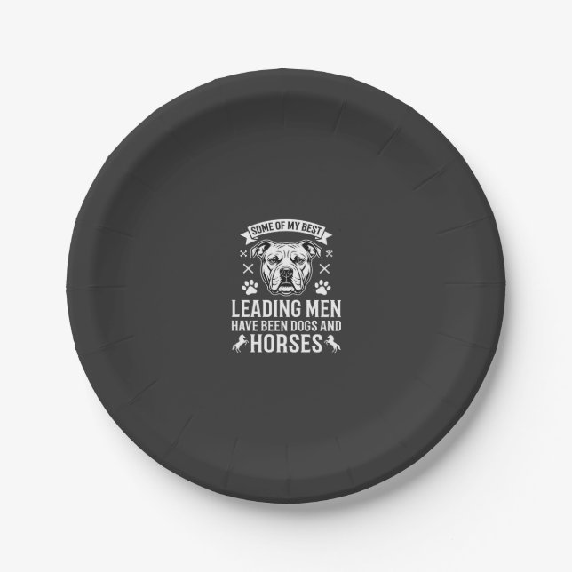 Plato De Papel Perros y caballos liderando hombres (Anverso)