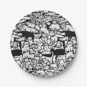 Plato De Papel Perros y gatos Personalizado" Placas de papel