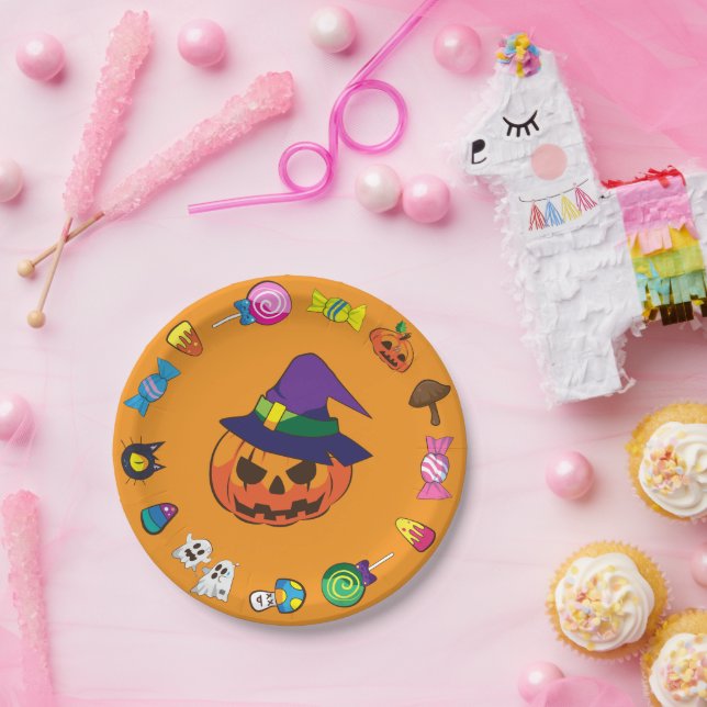 Plato De Papel Personaje de Halloween Lindo (Fiesta)