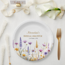 Plato De Papel Personalise Bridal Shower Wildflowers
