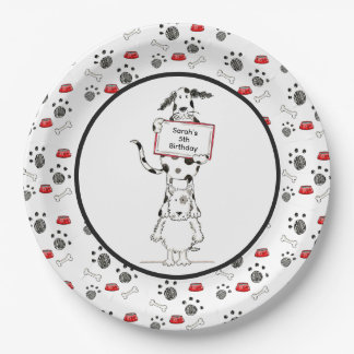 Plato De Papel Personalised Cute Dog Acrobats Birthday