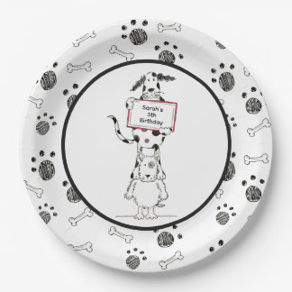 Plato De Papel Personalised Cute Dog Acrobats Birthday