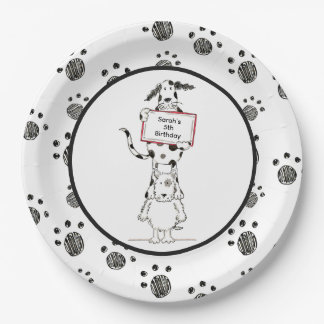 Plato De Papel Personalised Cute Dog Acrobats Birthday