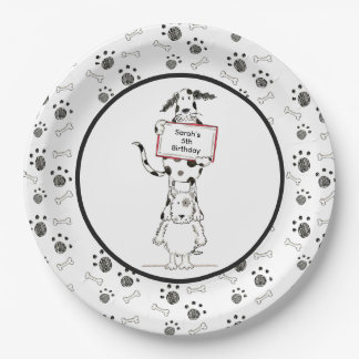 Plato De Papel Personalised Cute Dog Acrobats Birthday