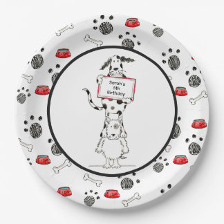 Plato De Papel Personalised Cute Dog Acrobats Birthday