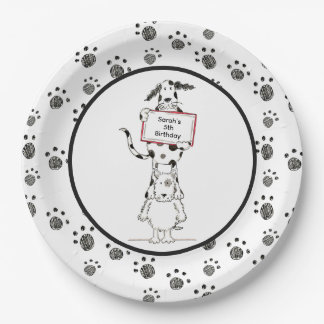 Plato De Papel Personalised Cute Dog Acrobats Birthday